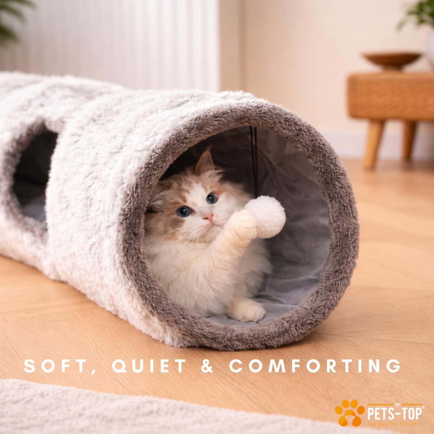One PETS-TOP Tunnel Gatto Long, Tunnel per Gatto XXL, Giocattolo Interattivo per Interni in Morbido Peluche