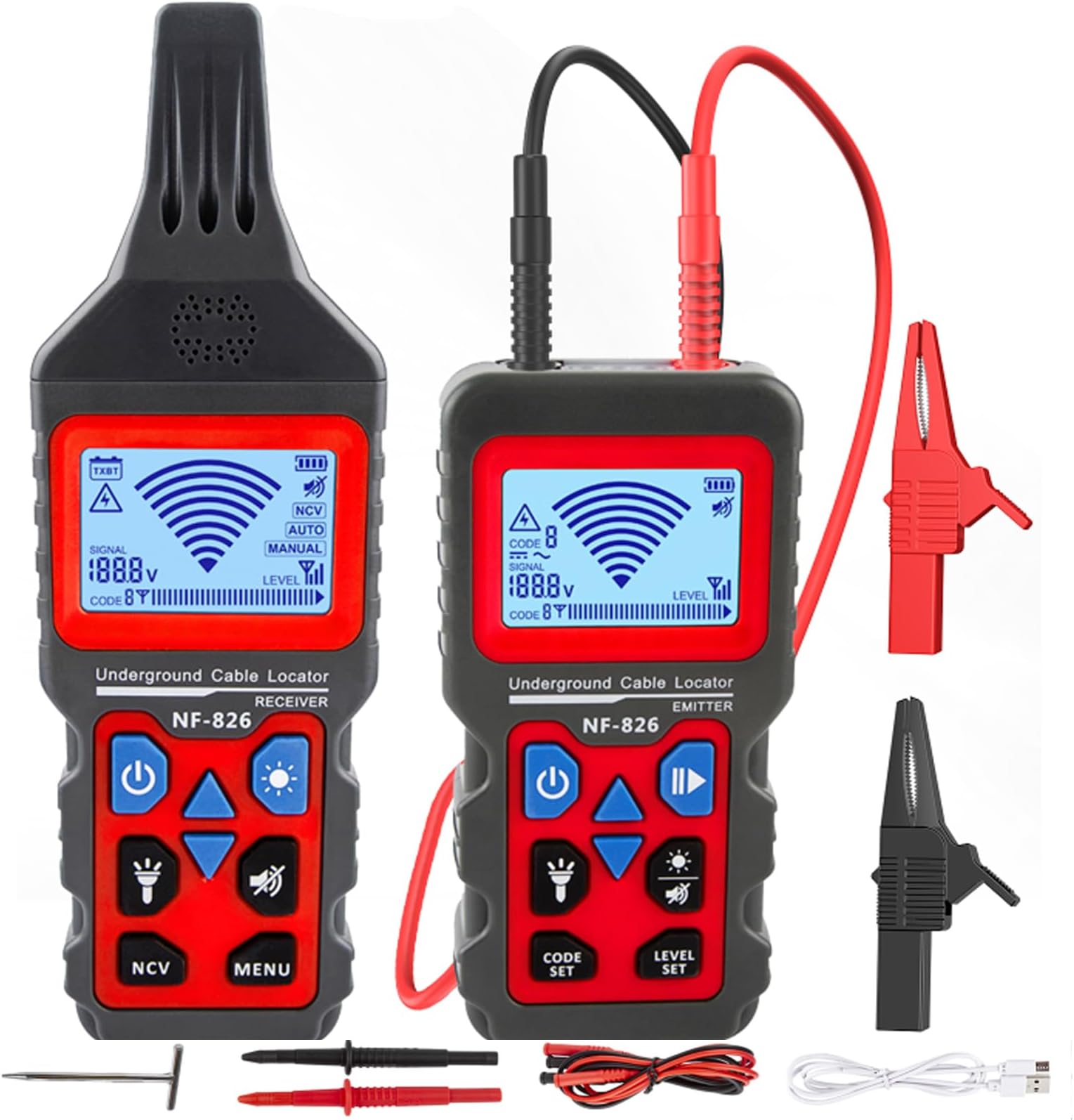 NF-826 Underground Cable Tester Locator Wire Tracker Detector, Wall and Underground Pipeline Wire Detector, Test Short Circuit Breaker of Wall and Underground Cables