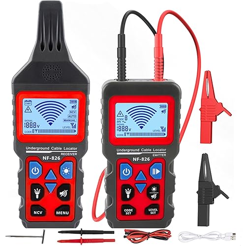 NOYAFA NF-826 Underground Cable Locator Wire Tracker, for Dog Fence Cables Irrigation, Wall and Underground Pipeline Wire Detector, Advanced Circuit Breaker Finder for Wall and Underground Cables