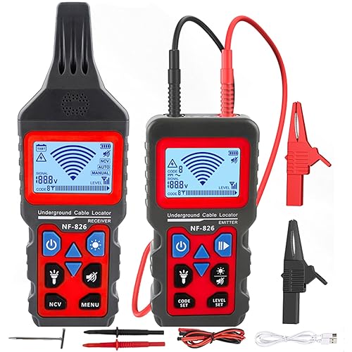 Localizador de Cables Subterráneos NOYAFA NF-826, Rastreador de Cables para Cercas de Perros, Detector de Tubos de Pared y Subterráneos.