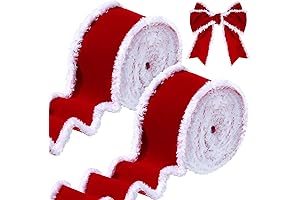 Decorative Christmas Velvet Ribbons, 2 Rolls Craft DIY Ribbon for Holiday Decoration...