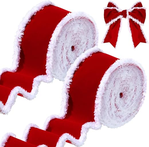 2 Rolls Christmas Velvet Ribbons Decorative Ribbons