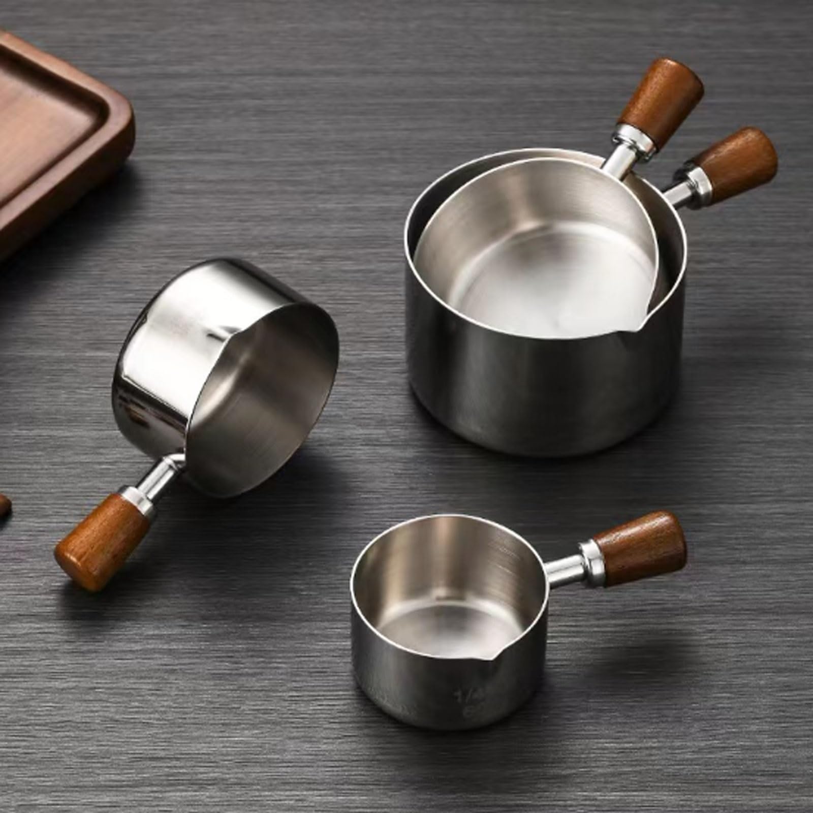 Juego de 4 tazas medidoras de acero inoxidable de 60 ml a 250 ml (SUS304) Jarras medidoras apilables for cocinar y hornear