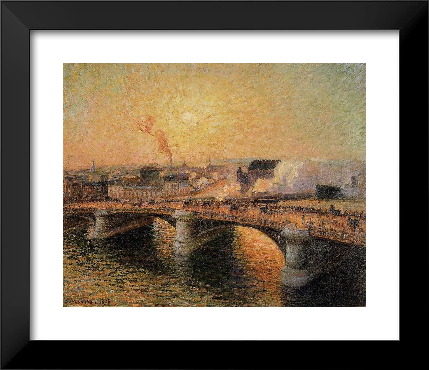 ArtDirect Pissarro, Camille 23x20 Black Modern Framed Art Print Titled: The Pont Boieldieu Rouen Sunset