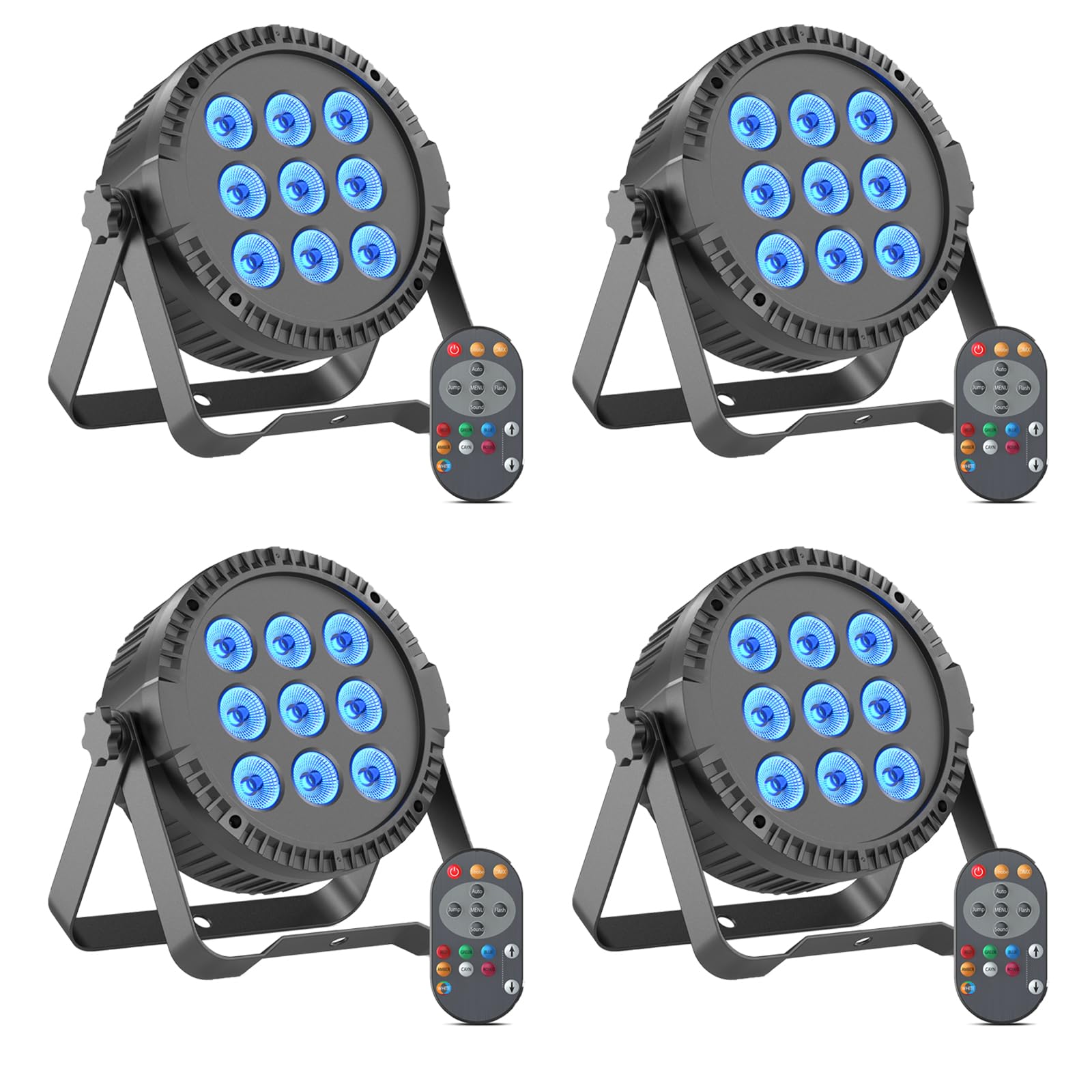 4PCS Starlitflow 60W LED Par Projecteur,9 x 6W RGBW LED Éclairage De Scène Avec DMX512,Projecteur Par Avec Télécommande Pour DJ Décoration De Fête Mariage Club Halloween Noël