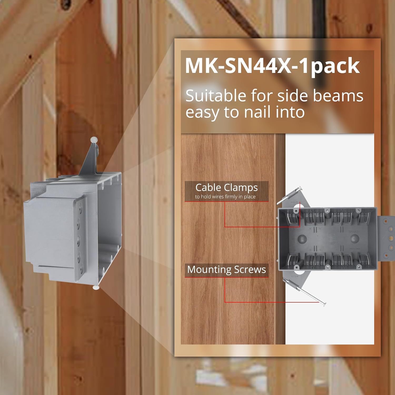 MAKERELE Three Gang Grey New Work Junction Box, 44 Cubic Inches New Work Outlet Wall Electrical Box, PVC Standard Switch with ETL Listed(3 Pack)