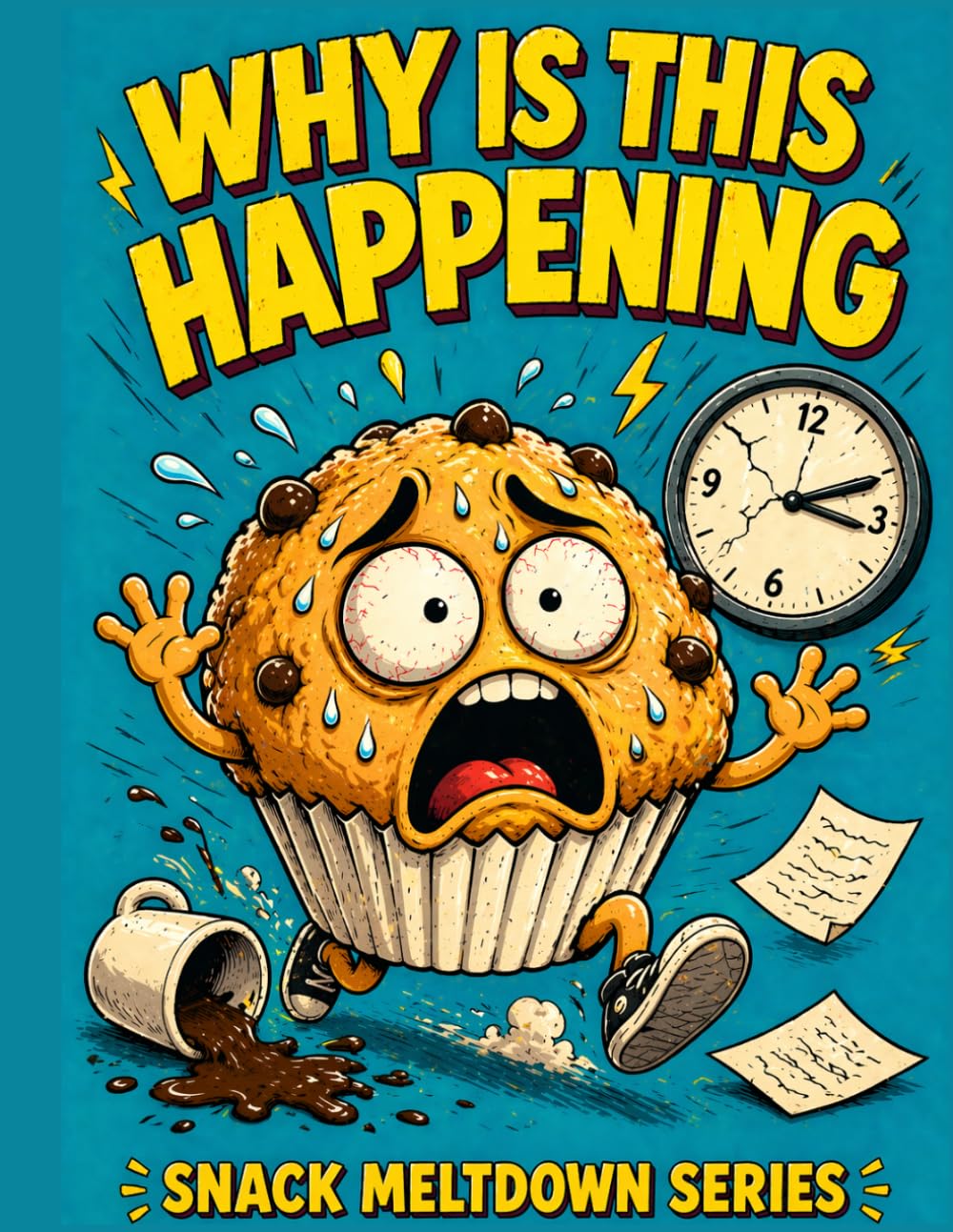 Why Is This Happening: Bold and Easy Funny Adult Coloring Book for Stress Relief (Snack Meltdown Series): Bold and Easy Pages of Chaotic Food Characters, Humor, Panic and Everyday Disasters