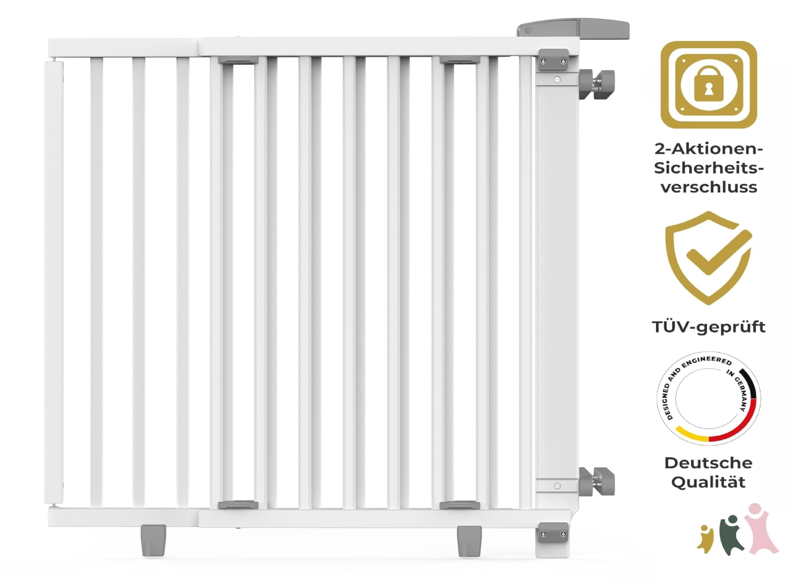 Geuther 2733 Barrière de sécurité pivotante Dimensions: 67 cm - 95 cm barrière de sécurité barrière de Porte à Fixer & à percer barrière bébé Extra Haute réglable en continu Blanc