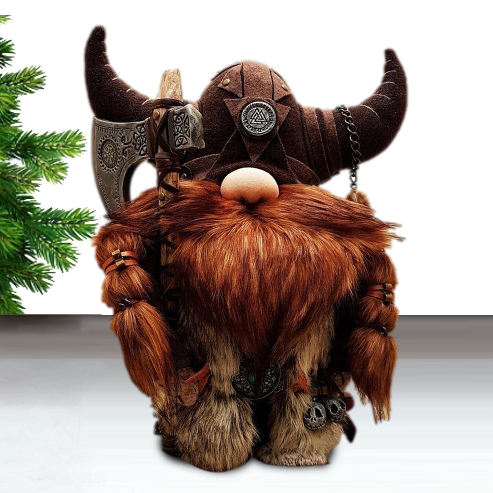 Nain de jardin guerrier nordique en peluche pour deco maison et bureau