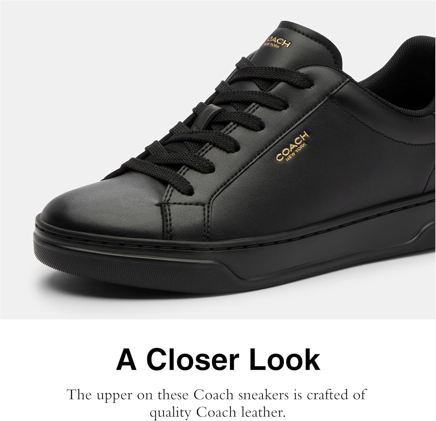 COACH High Line Leather Sneaker Black/Black - Image 4