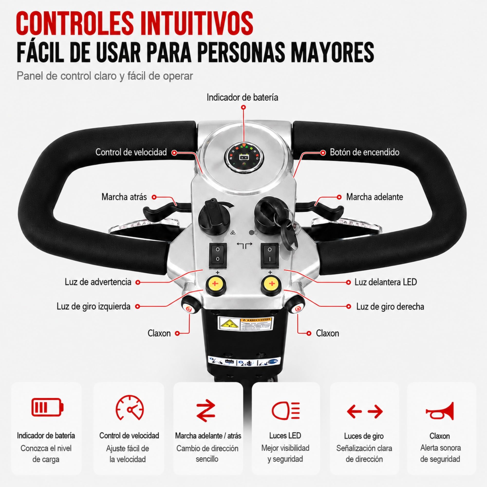 Scooter de Movilidad Eléctrico Plegable de 4 Ruedas para Personas Mayores y Movilidad Reducida, hasta 35 km Autonomía, Asiento Giratorio 360°, Estable y Seguro – ALIFERO (Gris Plata)