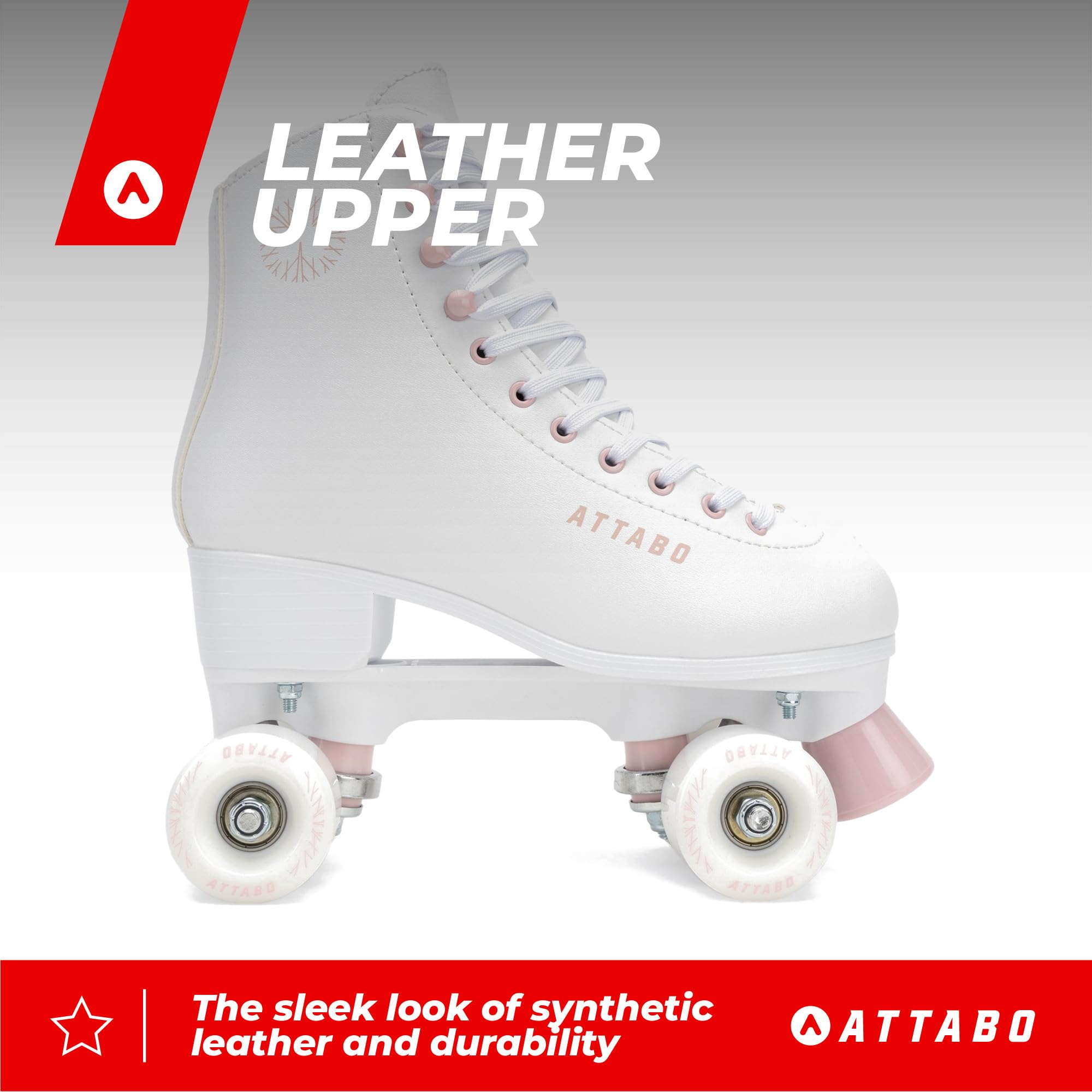 ATTABO Serena Patines de ruedas para mujer piel ecológica ABEC-3 marco polipropileno rueda aluminio PU 82A 54x32mm freno TPU