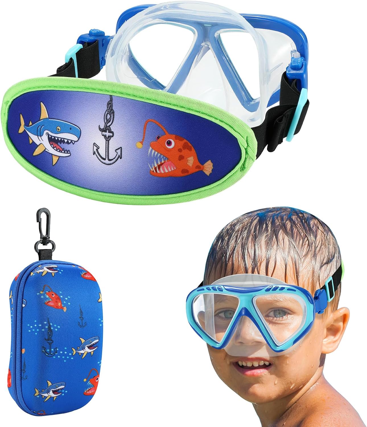 Toddler Swim Goggles Nose Cover,Kids Goggles No Hair Pull,Anti Fog Children Swimming Mask