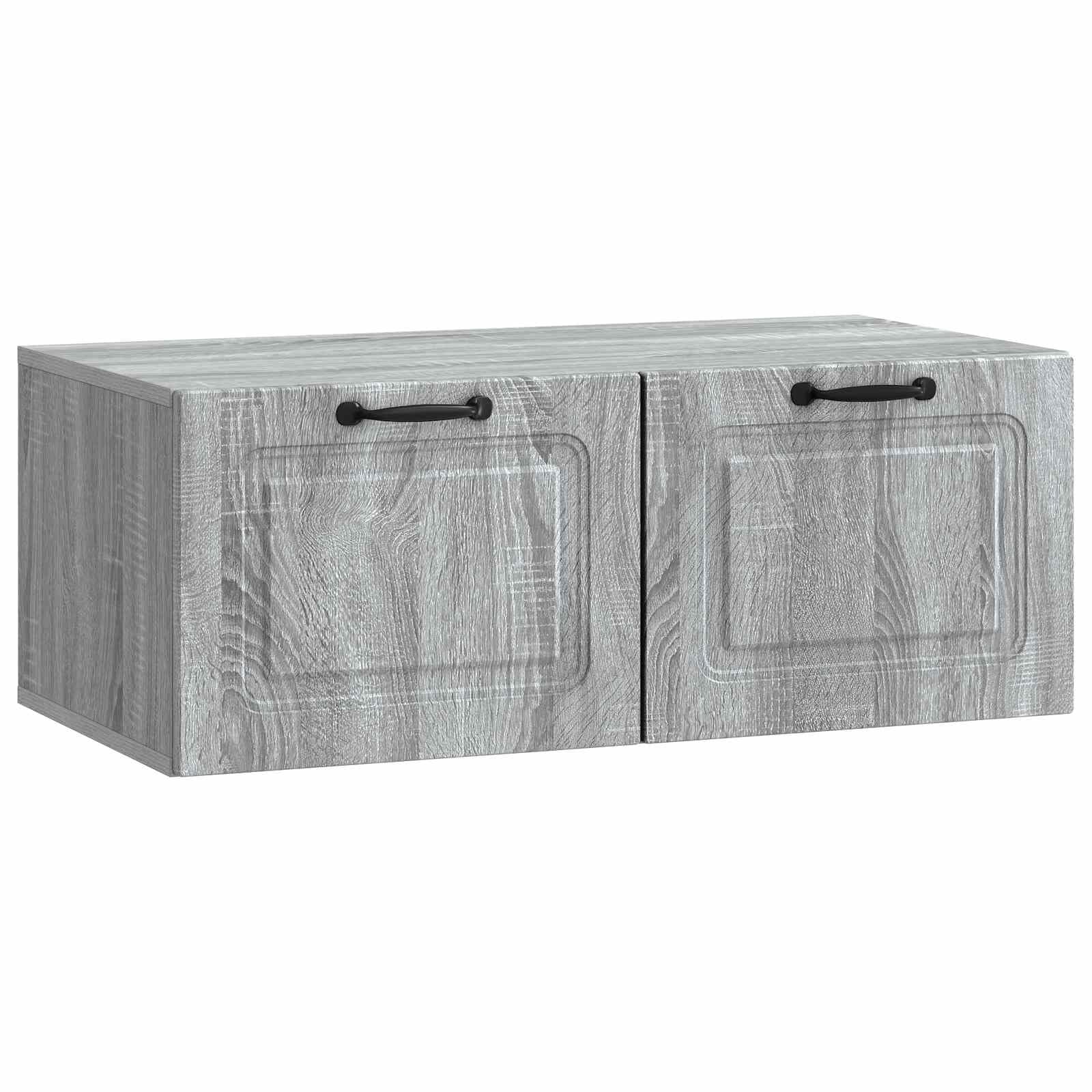 Meuble TV mural 2 portes pivotantes gris | Rangement salon robuste