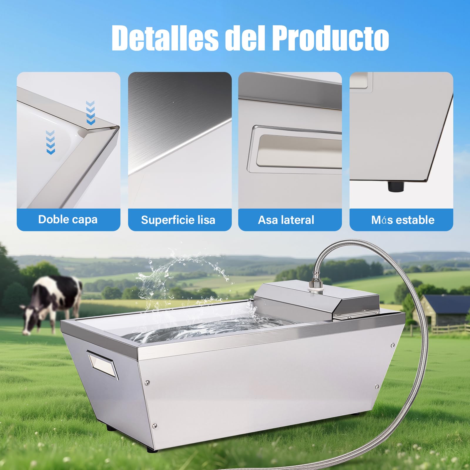Agua AutomáTica Del Ganado,Agua AutomáTica Del Caballo De 13 Litros,Dispensador AutomáTico De Agua Para Perros Al Aire Libre,Aguador De Auto Llenado Inoxidable Para Perros Grandes,Ganado,Caballo,Cabra
