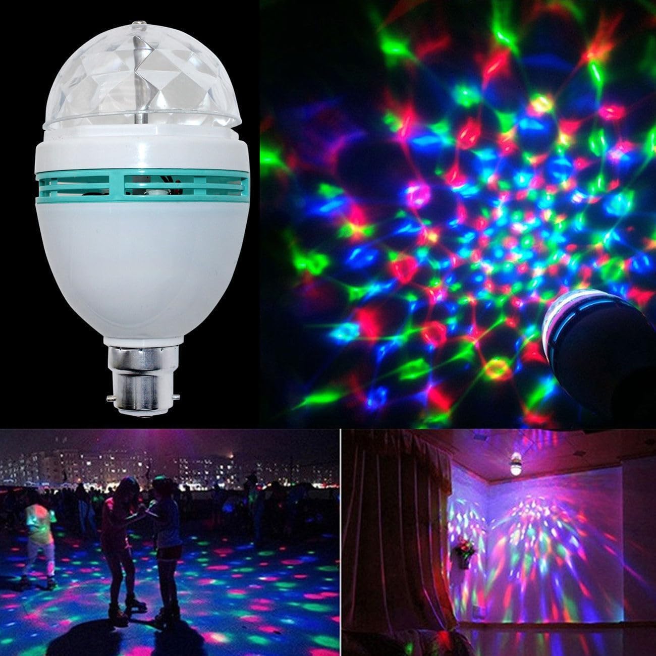 HIZO B22D Crystal Magic Disco LED Rotating Bulb Light, 360 Degree, 3 Watts, for Party and Home Décor-picture-17