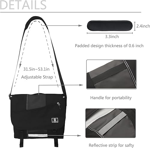 Miniatura 4 de OIWAS Bolsa de mensajero para mujeres y hombres, bolsa de 14 y 15.6 pulgadas para computadora portátil, maletín cruzado, bolsa de hombro para