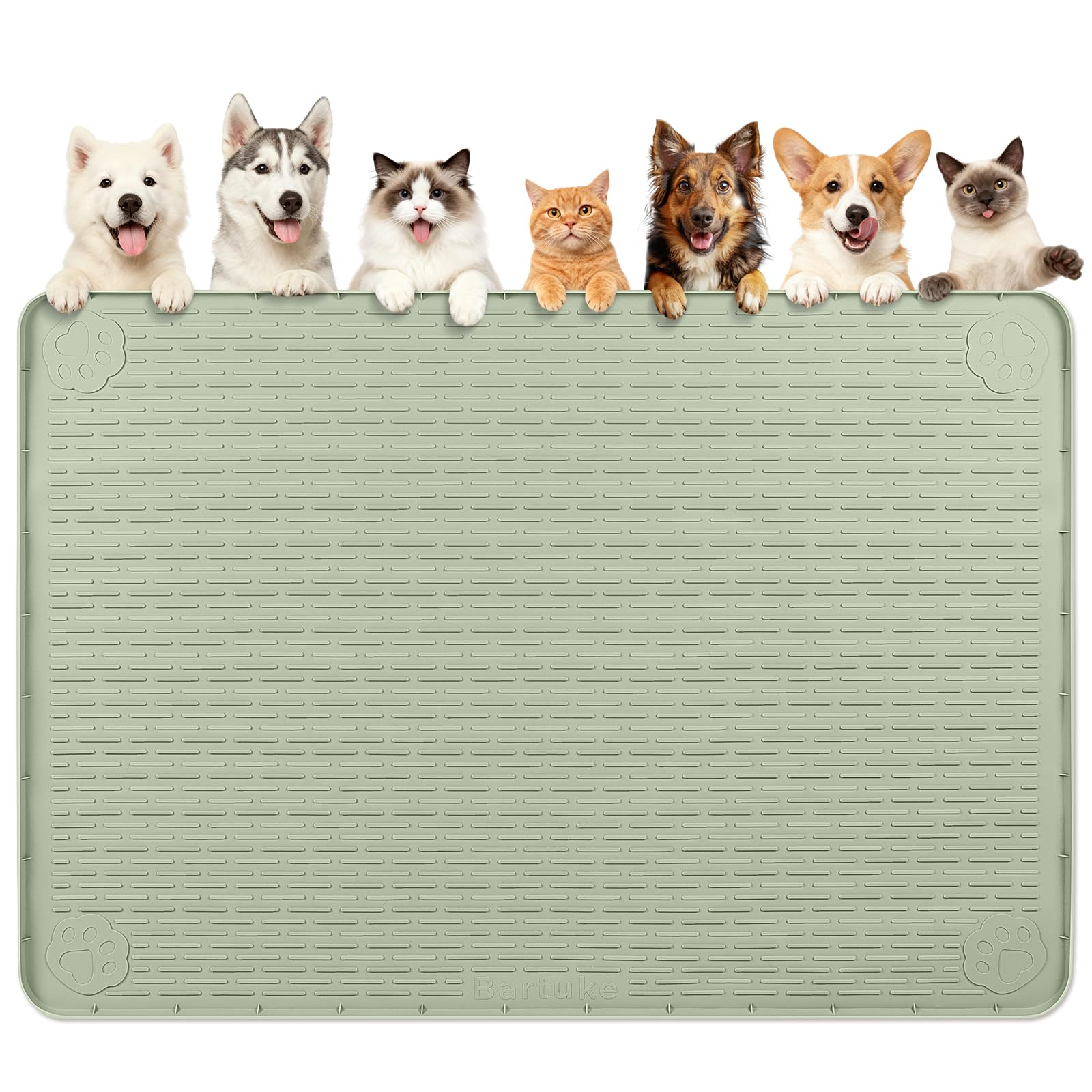 Dog Food Mat 70''x45'' Extra Large Dog Mat for Food and Water, Green