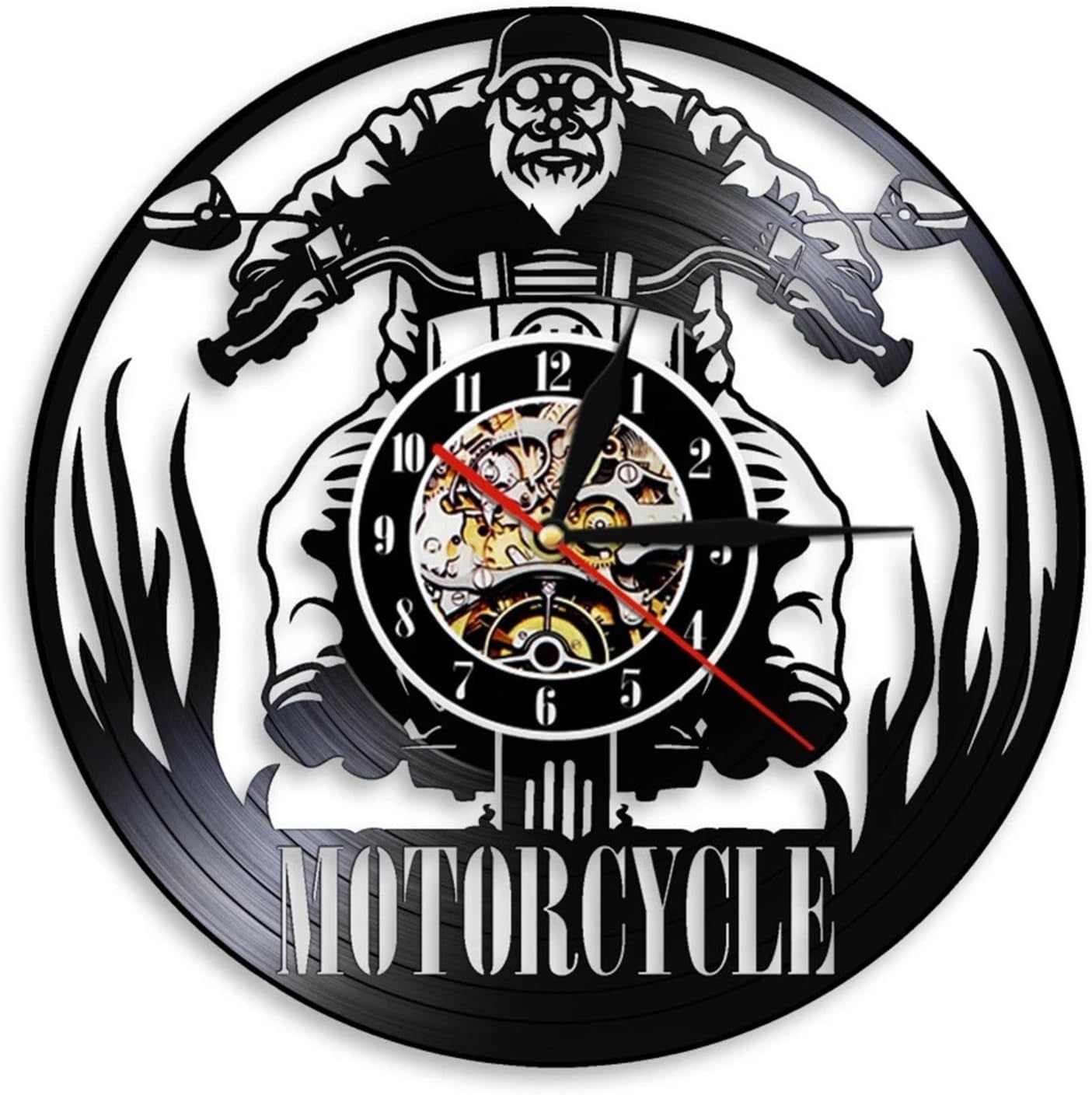 Quality Silent & Non Ticking Quartz Sweep Round Wall Clock, Motorcycle Racing 12 Inches Modern Decorative Clock for Kitchen Home Living Room Bedroom School