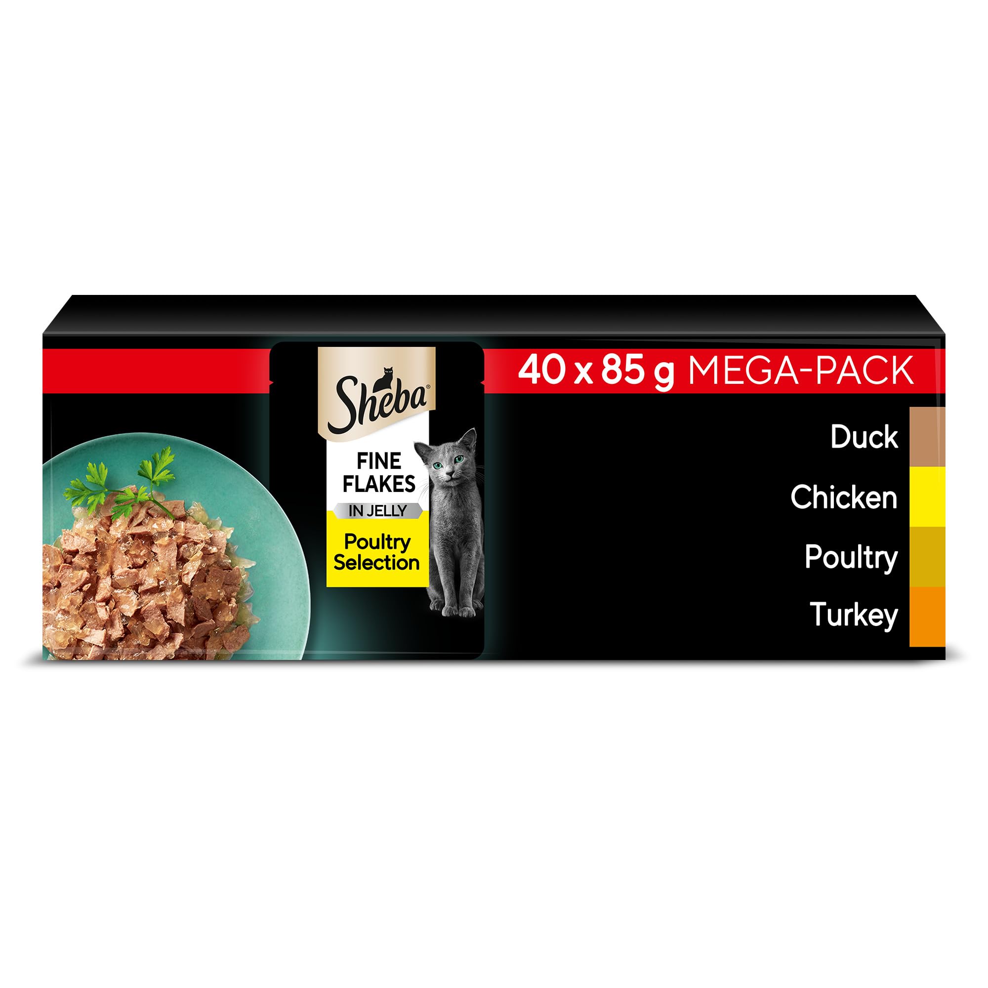 Sheba Sheba® Fine Flakes Adult Wet Cat Food Poultry Selection In Jelly 40 X 85G Pouch