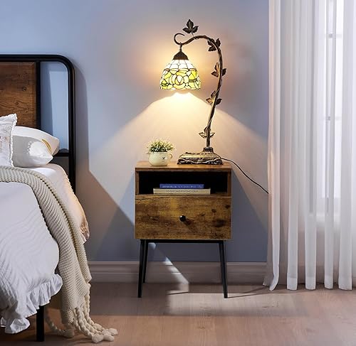 Miniatura 38 de VECELO Juego de 2 mesitas de noche modernas, mesa auxiliar cuadrada con cajón y espacio de almacenamiento para dormitorio y sala de estar Marrón