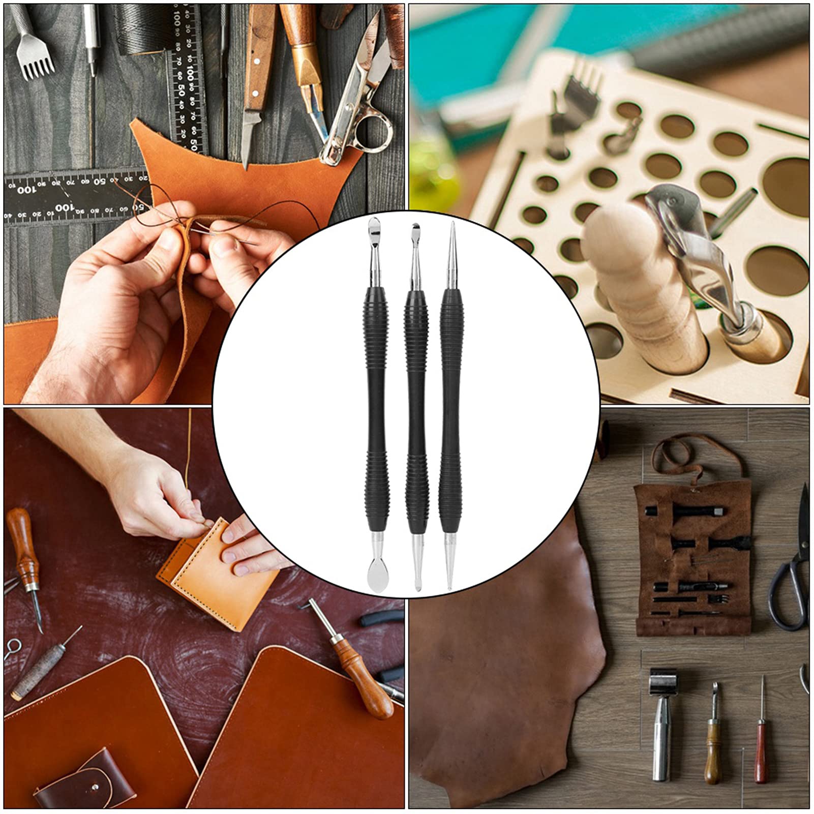Set da intaglio in pelle Cucchiaio da modellismo artigianale in pelle Set di strumenti per stilo da intaglio Set di utensili da modellazione Cucchiaio da goffratura per artigianato in pelle Fai da te
