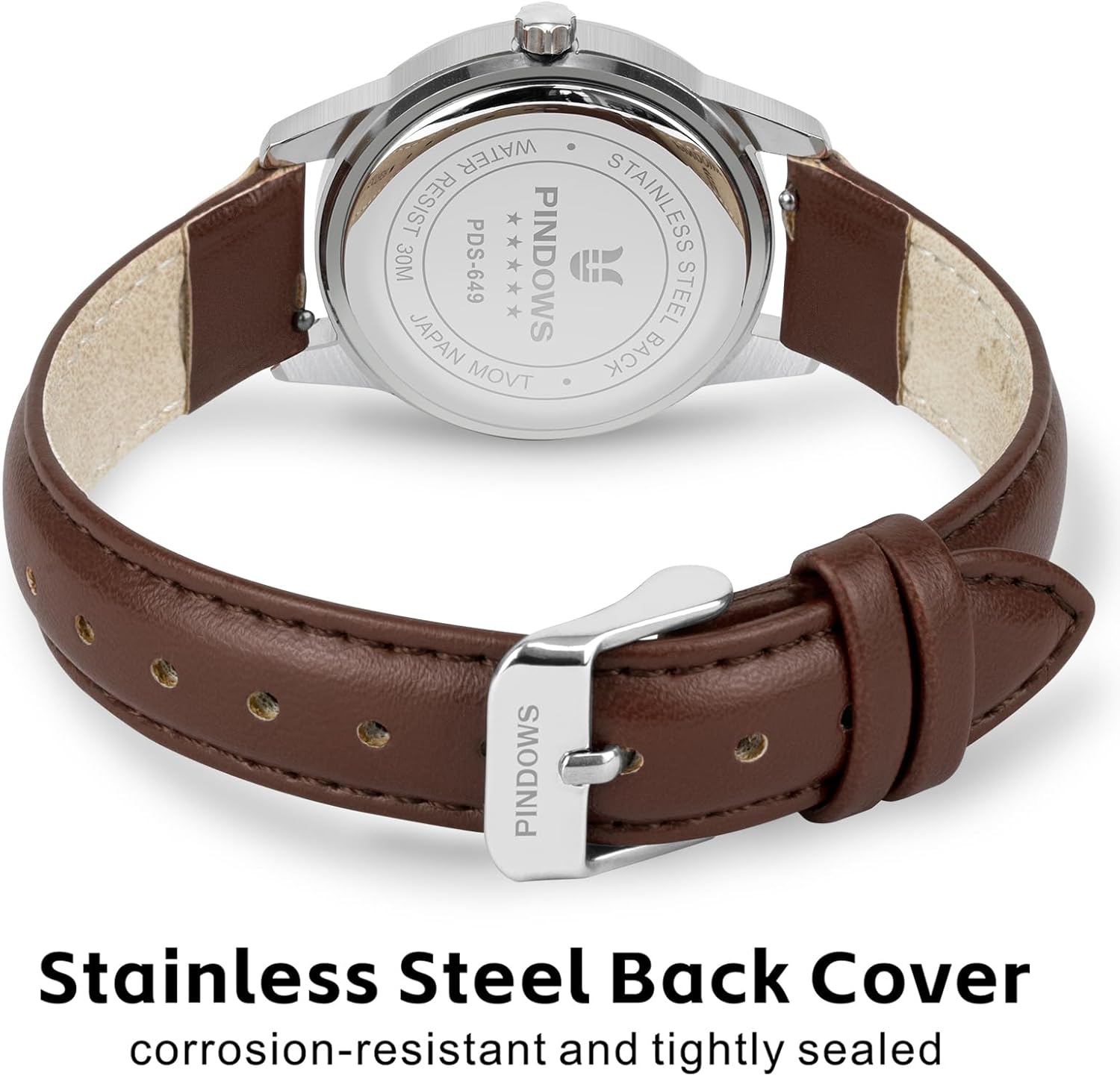 PINDOWS Watches for Women, Classic Business Analog Quartz Small Ladies Watches, 3ATM Waterproof Fashion Dress Watch with Easy-to-Read Luminous Dial - Image 4