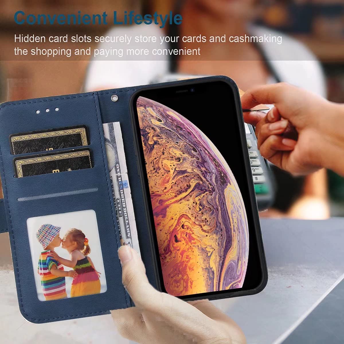 iPhone XR Case - Folio Flip Wallet Phone Case - Classica custodia per telefono a libro Flip Folio, chiusura magnetica, Flip Folio, portacarte, supporto a rotelle - VASA