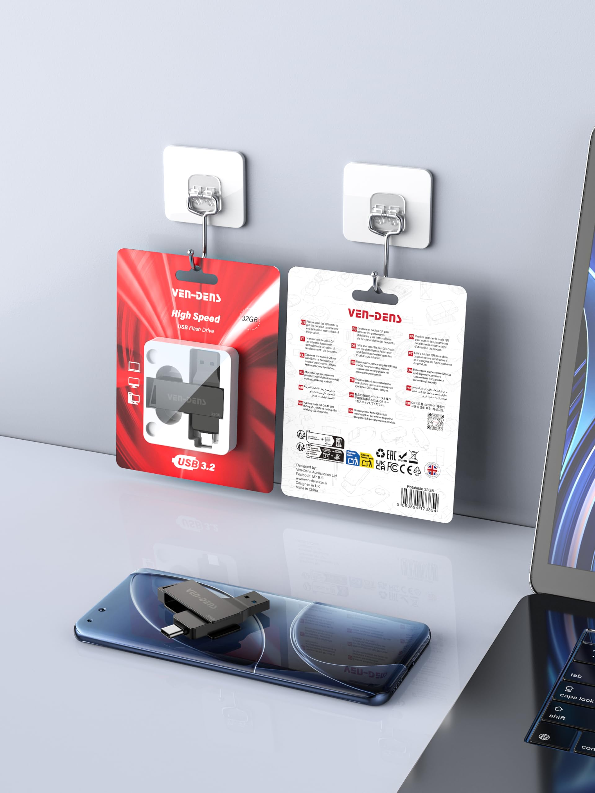 VEN-DENS Chiavetta USB 3.2 2 in 1 con doppia interfaccia di tipo C e USB-A, memoria esterna USB, in lega di zinco ad alta velocità, per Android, laptop, MacBook, Windows, smartphone e PC (256 GB)