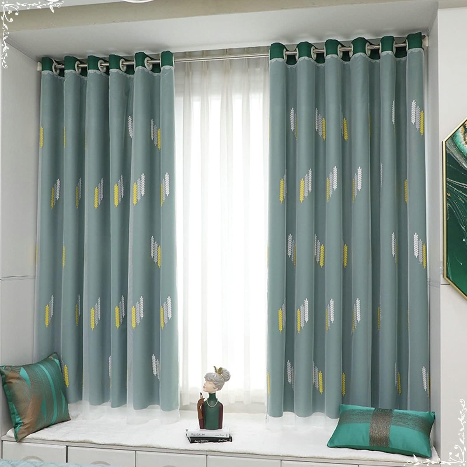 Rideaux occultants vert foncé lot de 2 rideau chambre opaque moderne