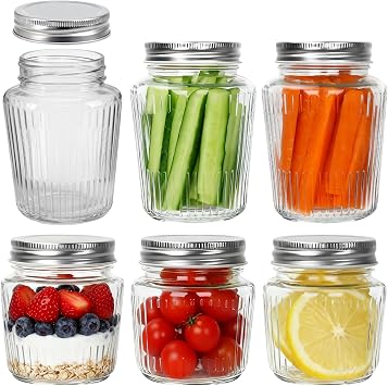 6 Pack Glass Mason Jars with Lids   8oz & 17oz Mixed Sizes