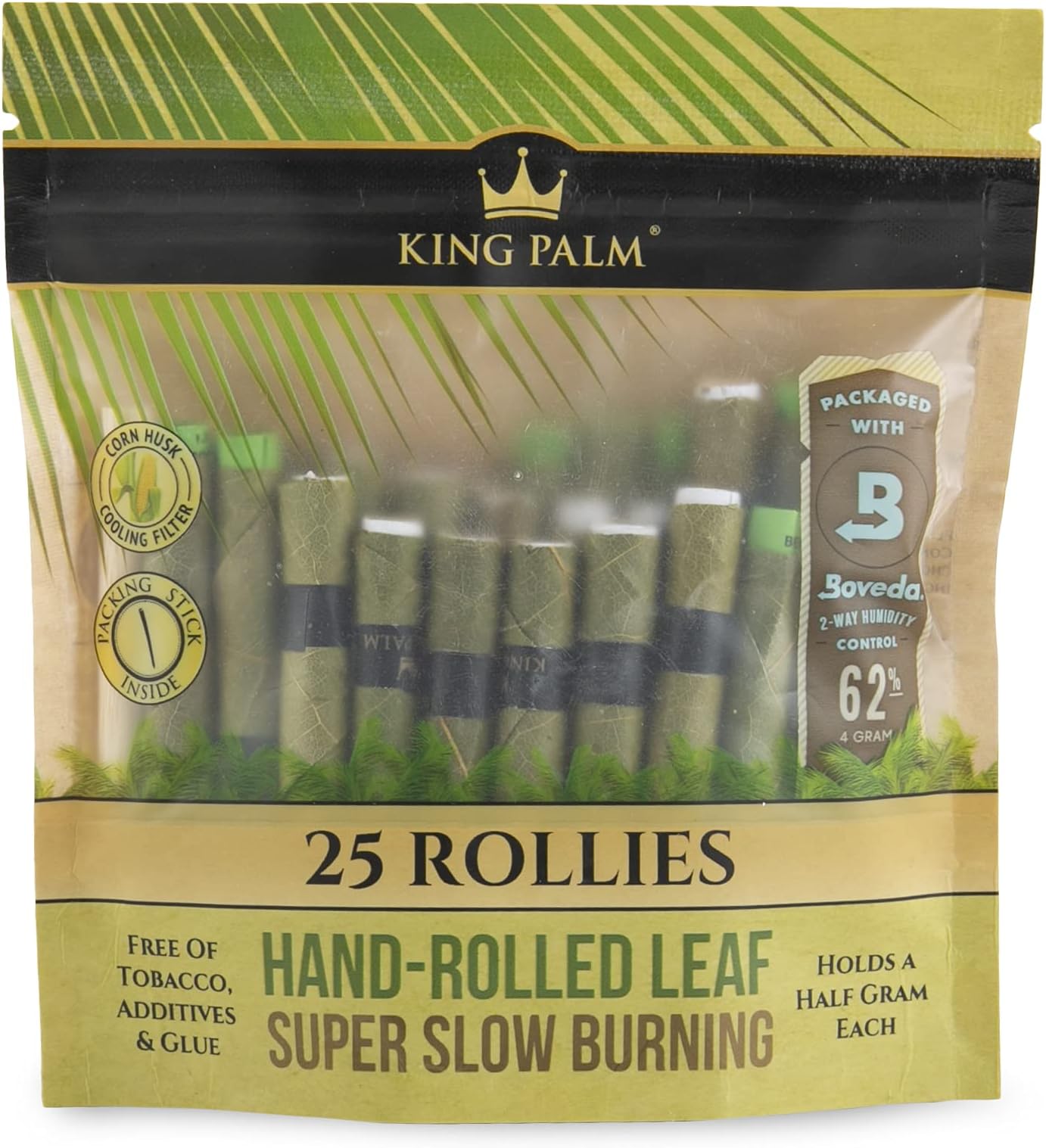 King Palm - Hand Rolled Palm Leaf Rolls - Roll Size - 25 Rolls/Bag -