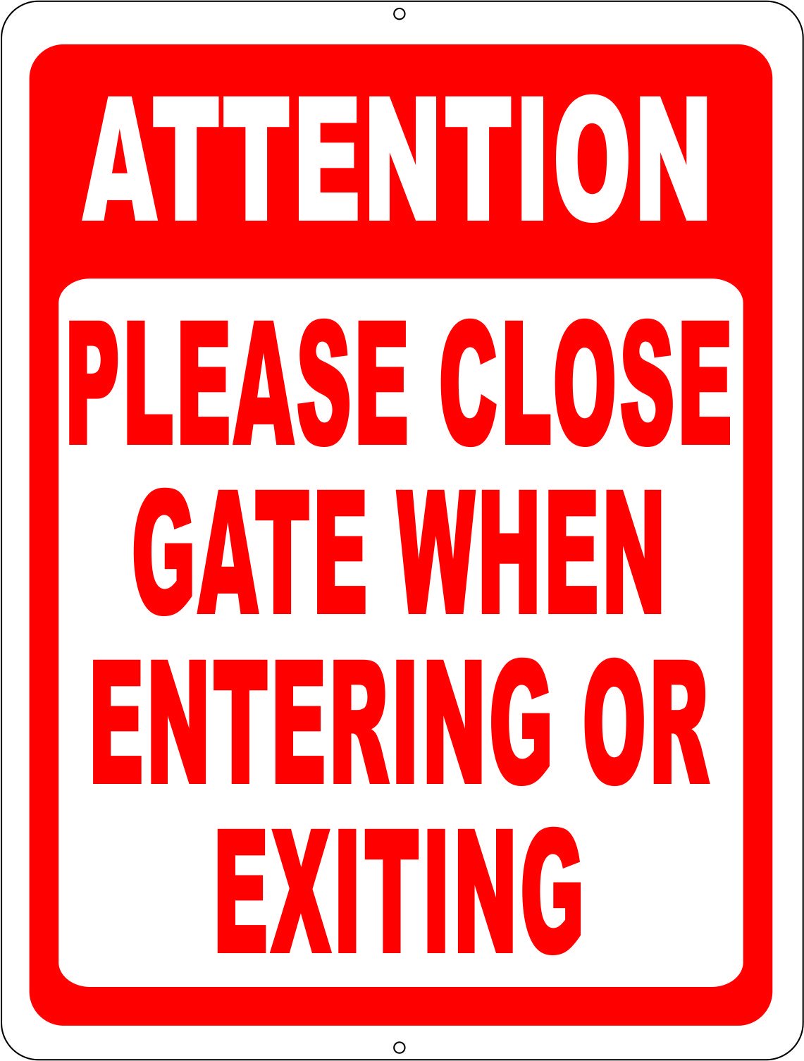 Attention Please Close Gate When Entering & Exiting, Metal Tin Sign, For Outdoor & Indoor, 12×8 Inch