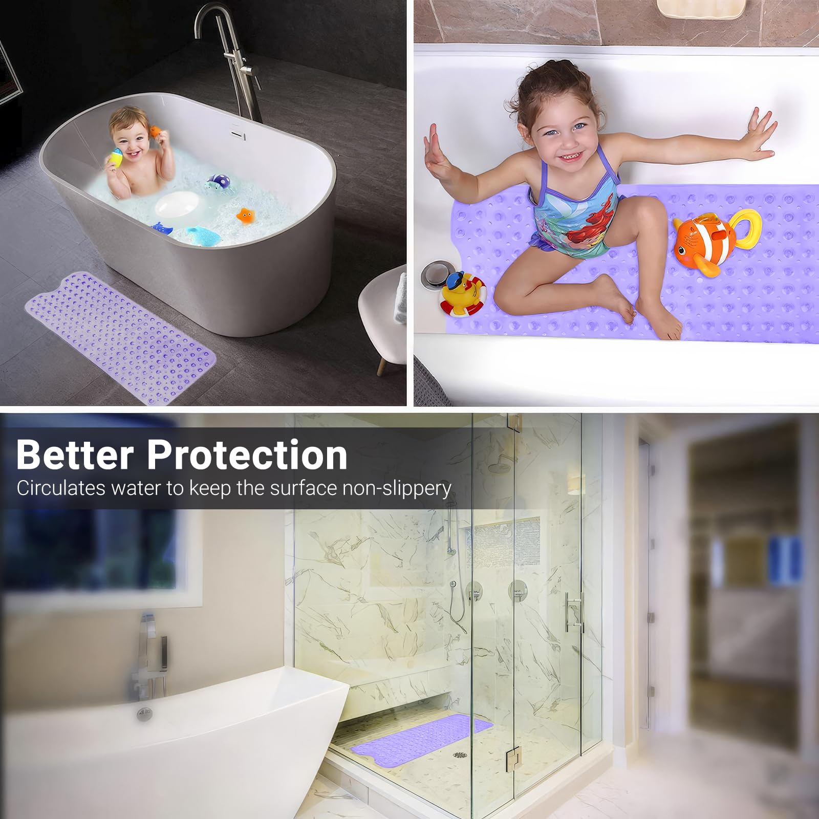 ADOV Bath Mat Non Slip, 100 x 40 cm Extra Long Shower Mat Anti Mould - Image 3