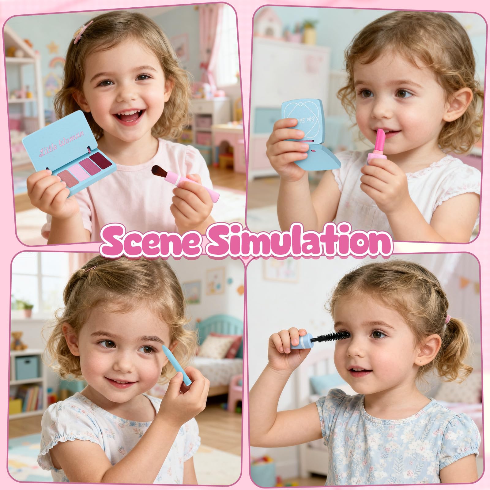 Unicorno Postazione Trucco in Legno, Trucchi Bambina Toeletta con Specchiera Cassetti Set & Parrucchiera Bambina Bellez Accessori Unicorno Giochi Giocattoli Regalo per Bambini Ragazza 3 4 5 6 7 Anni