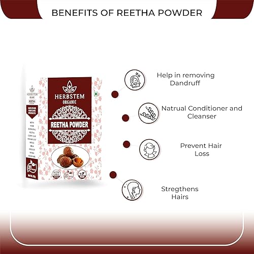 Miniatura 3 de Polvo Reetha 100% puro y natural, polvo de Kunkudukai, Aritha, Ritha, Soapnut (7.05 oz), para el crecimiento del cabello, lavado del cabello,