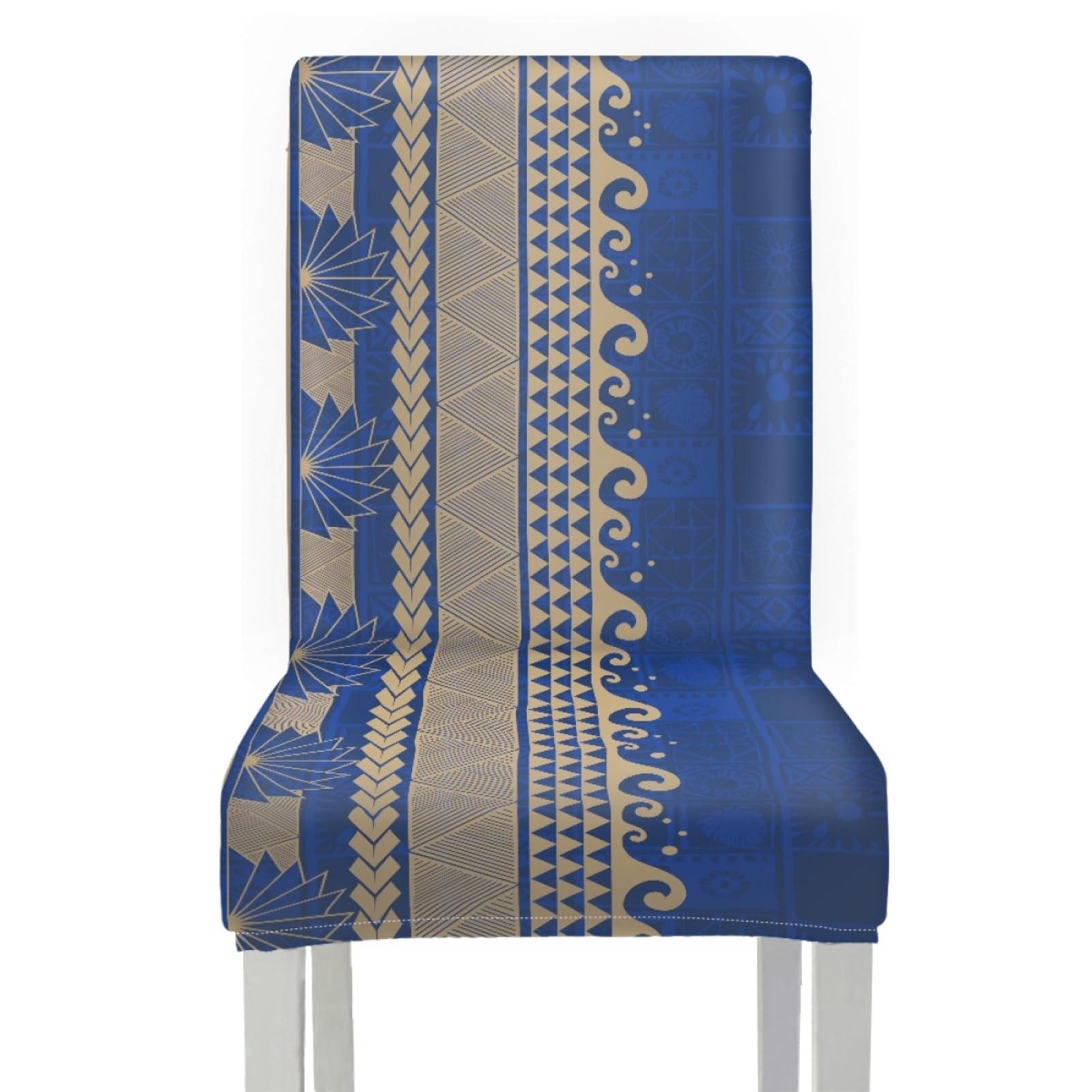 Coprisedie con Schienale 6 Pezzi Stampa Blu Retro Copri Sedia da Cucina