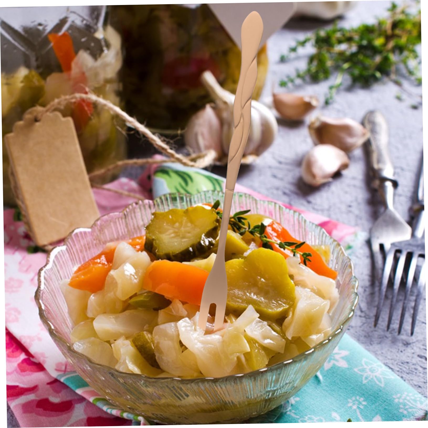 ABOOFAN 30 Piezas tenedor de puntas para comer tenedor de té aperitivos selecciones de frutas para la fiesta palillos de frutas reutilizables Acero inoxidable cóctel de postre
