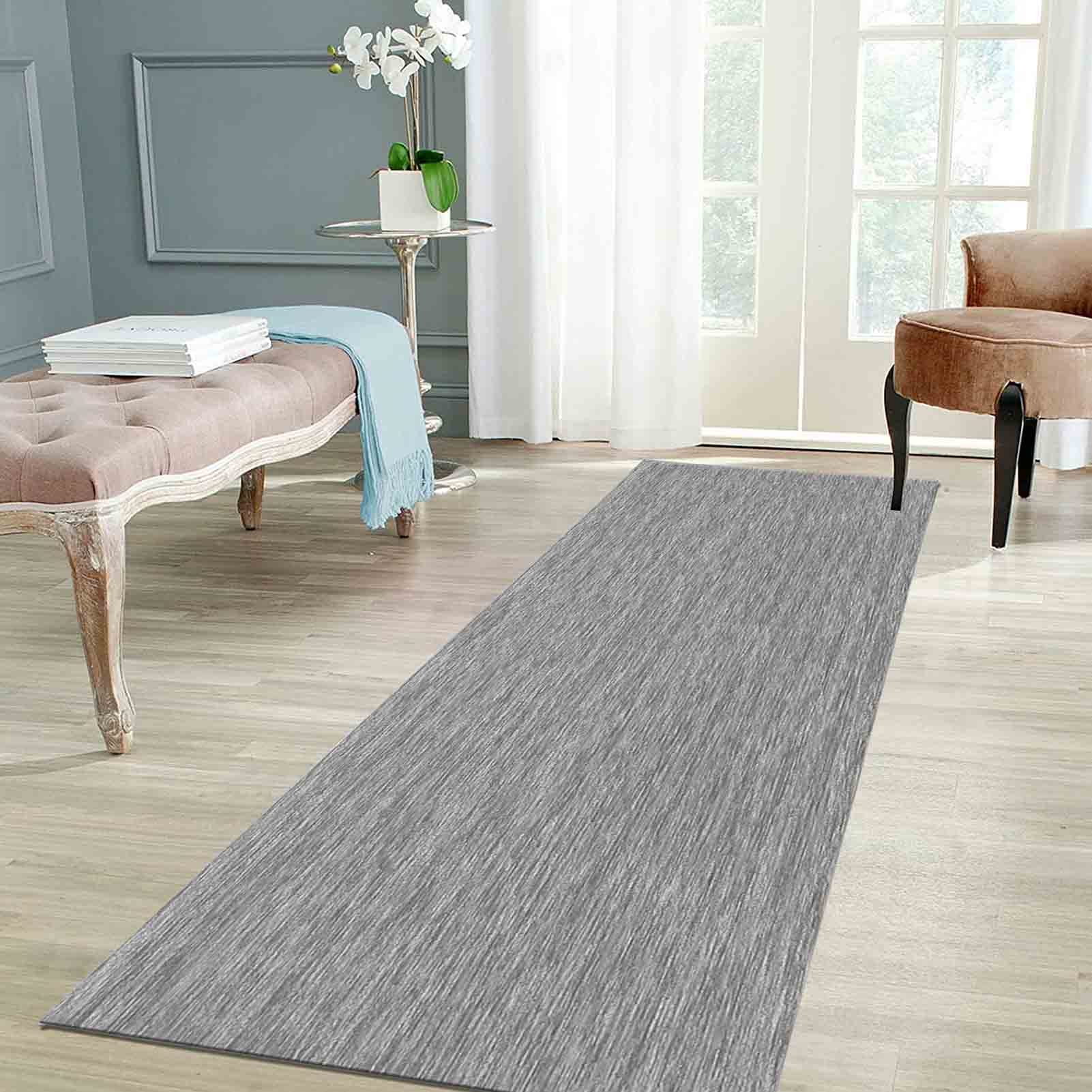 Tapis de couloir antidérapant gris grand tapis de salon lavable design