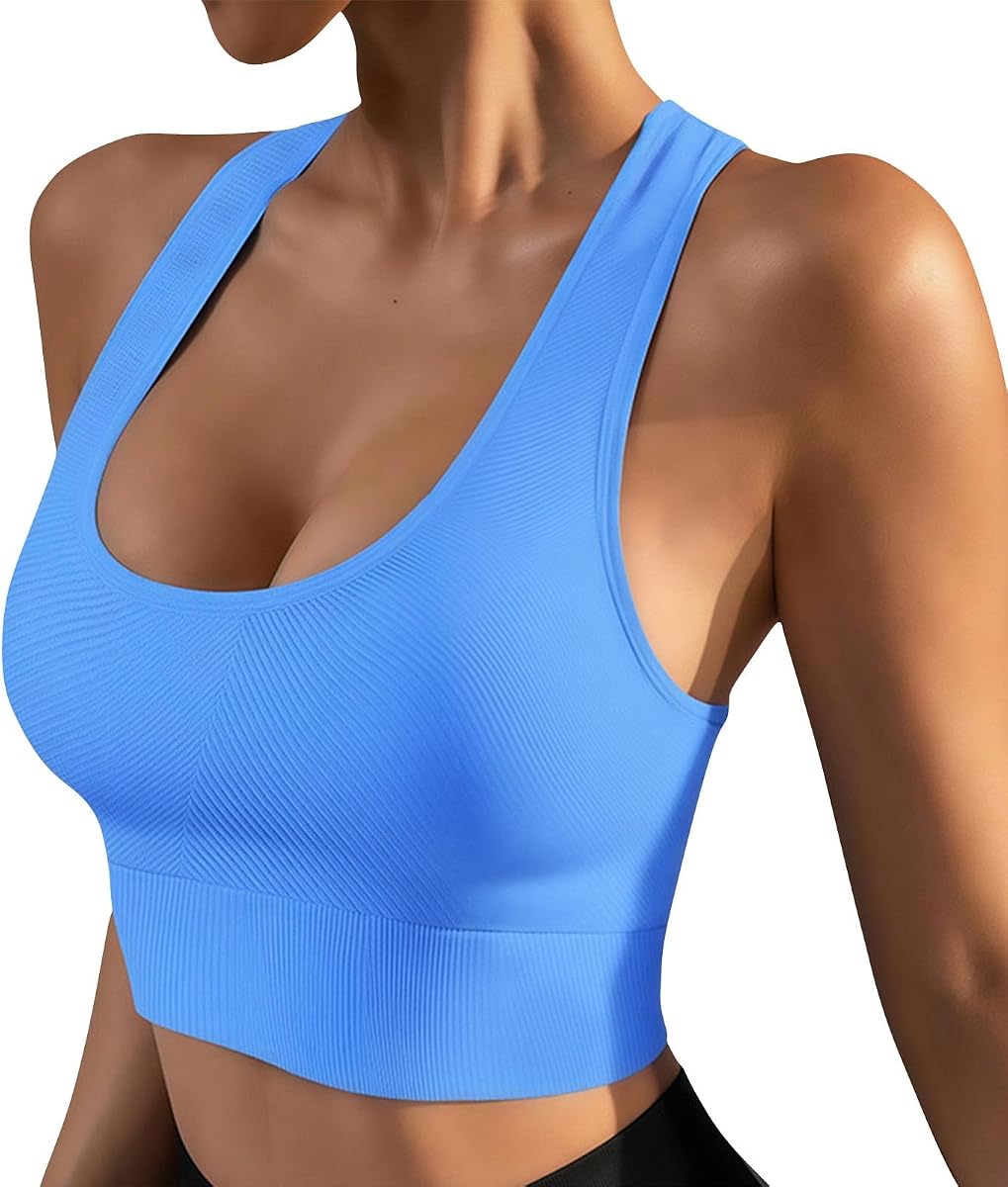 Sports Bras for Women, Molded Cup High Impact Sports Bra Lightweight Wirefree Workout Bras High Support Racerback