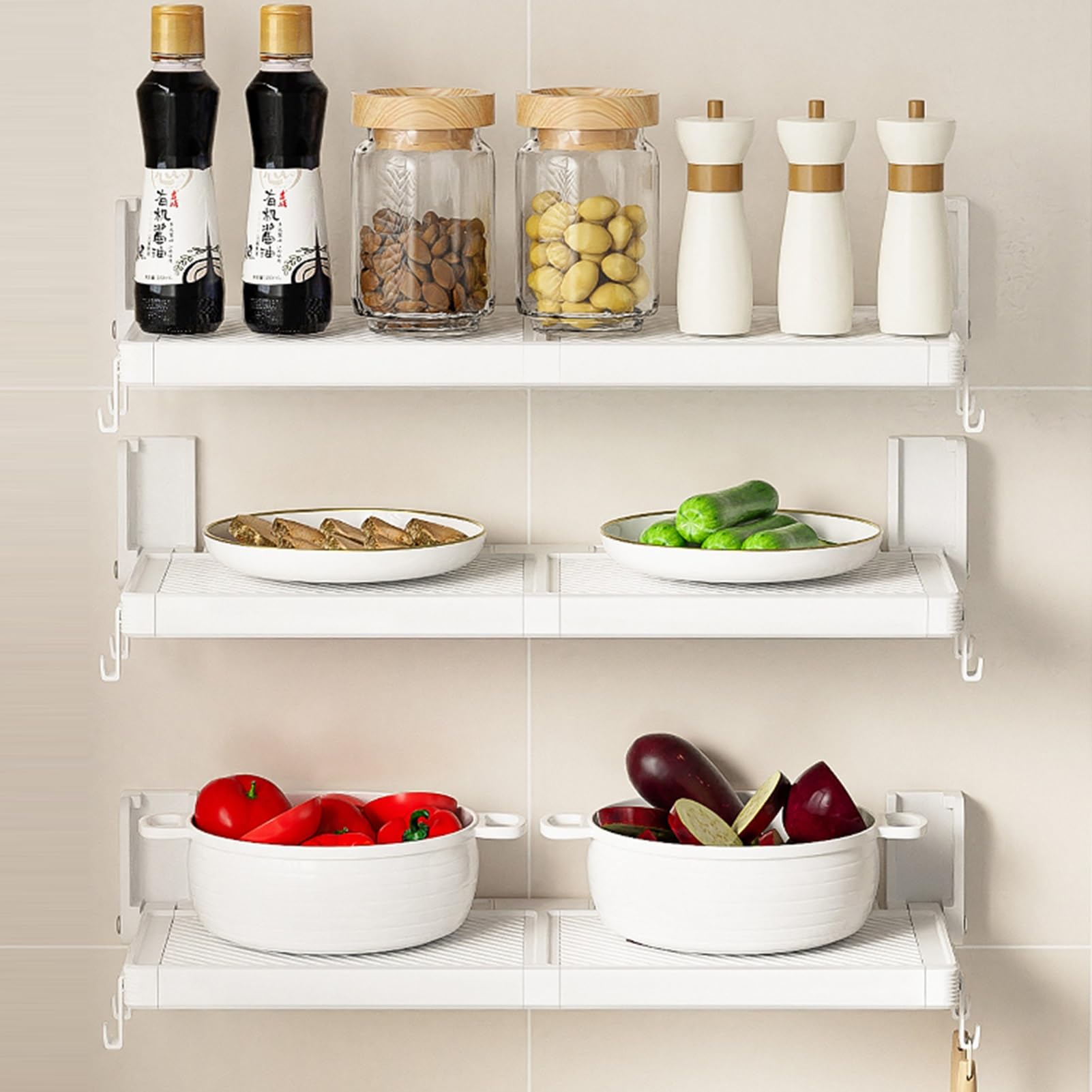 Estante De Almacenamiento De Alimentos De Varios Niveles, Bandeja De Clasificación De Alimentos Montada En La Pared, Almacenamiento Apilable For Guarniciones(49cm)