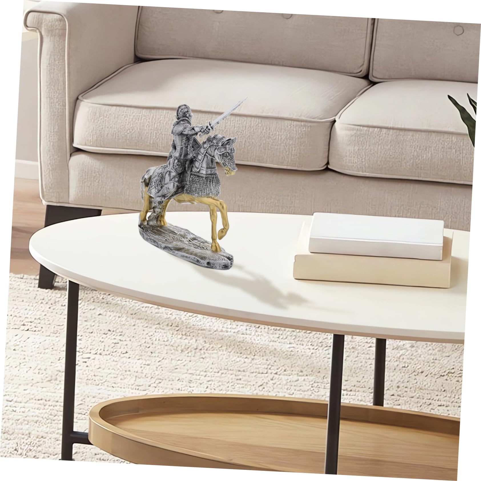 Vaguelly Figurine de Chevalier Rétro en Résine Argentée pour Décoration