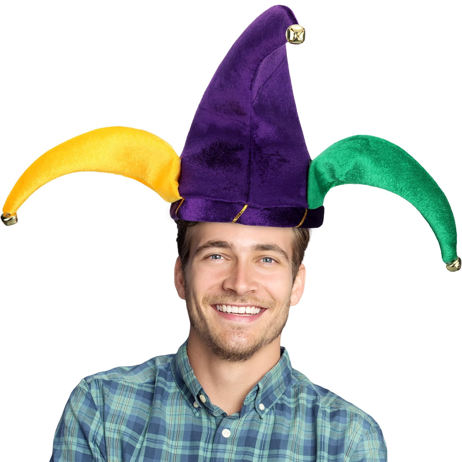 Mardi Gras Jester Hat Funny Clown Hat Party Jester Costume Accessories for Adult Kids Masquerade Cosplay Carnival Dress Decorations