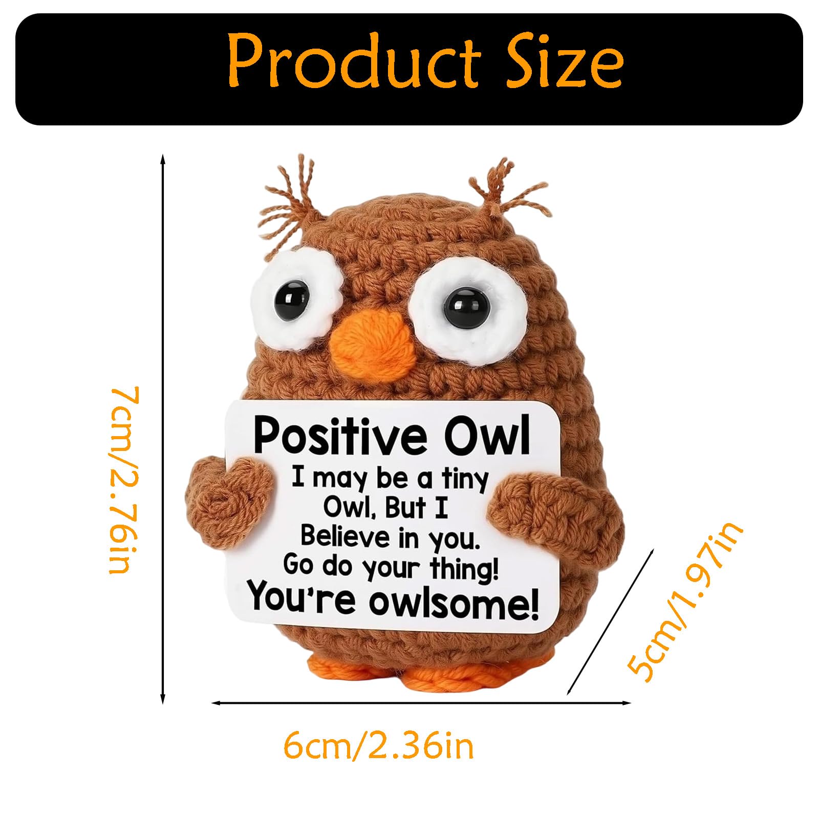 Wnzdp Owl Gifts for Women Positive Knitted Owl Decor, Emotional Support Gift for Office Desk or Home Motivational Handmade Decor - Image 2