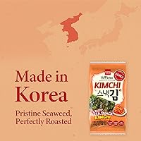 Vista 6 de Wang Bocadillos de algas coreanas con sabor a kimchi, hojas de algas tostadas crujientes, aperitivo saludable de marihuana, keto, vegano, sin