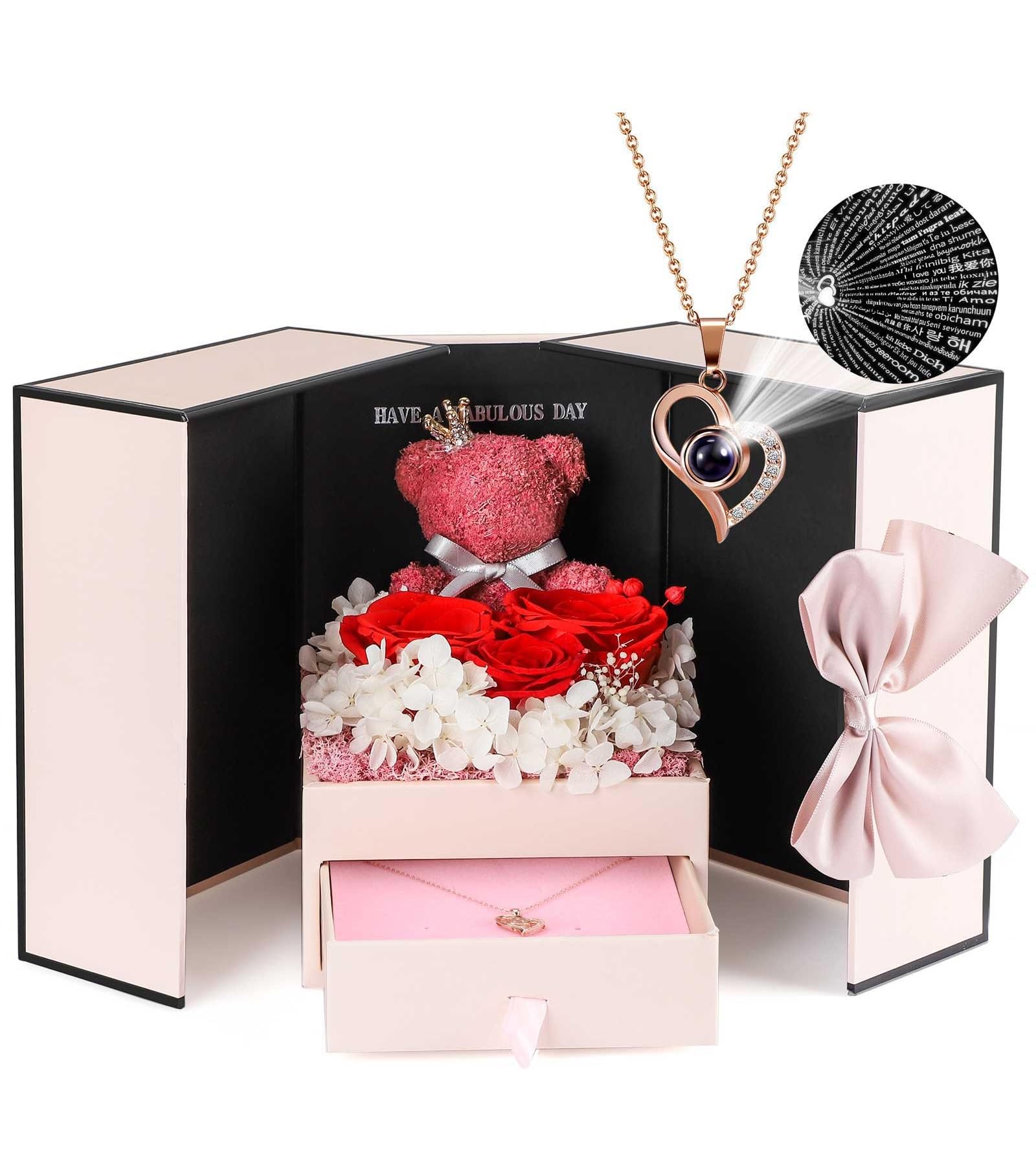 Infinity Rose mit I Love You in 100 Sprachen Kette