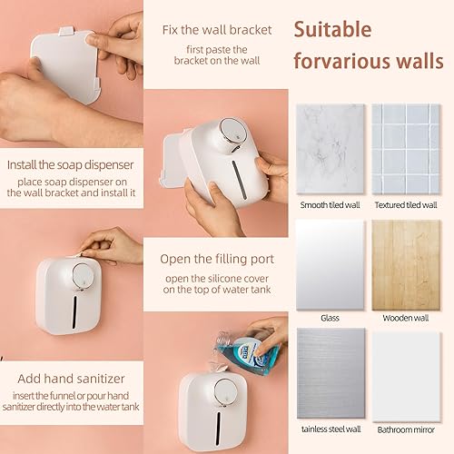 Miniatura 6 de Dispensador automático de jabón sin contacto, dispensador de jabón para fregadero de cocina, dispensadores de jabón espumoso, recargable, volumen de