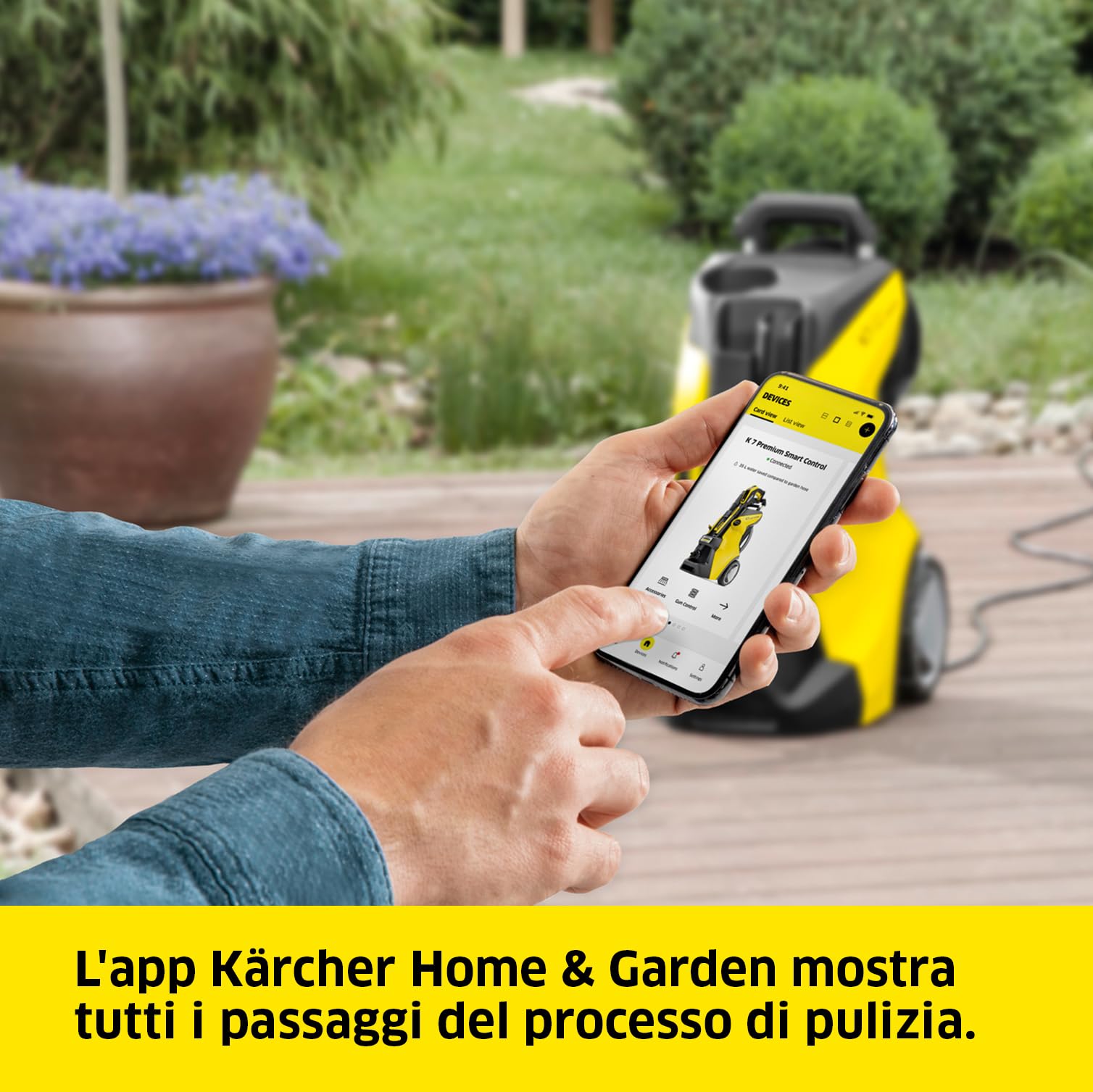 Kärcher Idropulitrice K 5 Power Control, Pressione max. 145 bar, Portata 500 l/h, Area di lavoro 40 m²/h, Filtro acqua, Pistola LED ad Alta Pressione, Ugello mangiasporco, Lancia Vario Power Jet