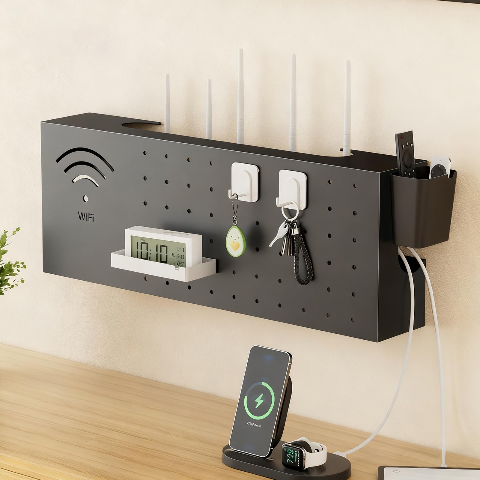 Nascondino Box WiFi Organizzatore Domestico In Acciaio Al Carbonio Con | Scatola di Archiviazione per Router WiFi Per Elettronica Rete Presa Uscita Soggiorno TV Scrivania Libro