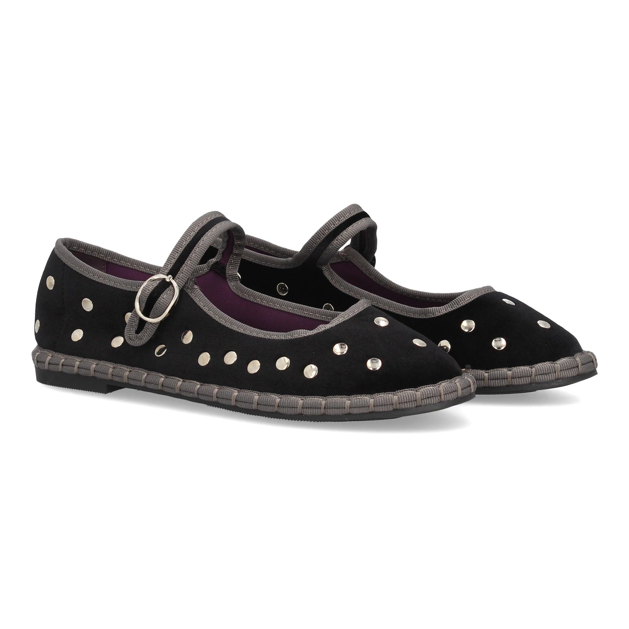 shoes&blues.es Bailarina con Cierre de Hebilla y Tachuelas metalicas. Suela Flexible y Ligera. Ideal para Otono Invierno.